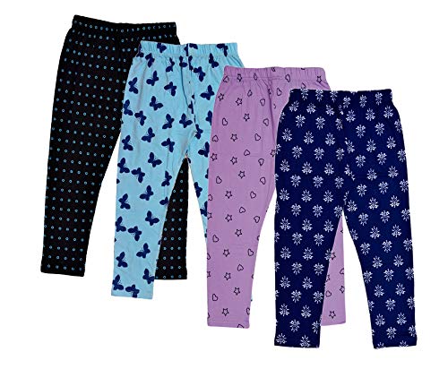 Image of IndiWeaves Girl's Cotton Printed Regular Fit 3 /4th Leggings - Pack of 4 (Multicolor, 8-9 Years)