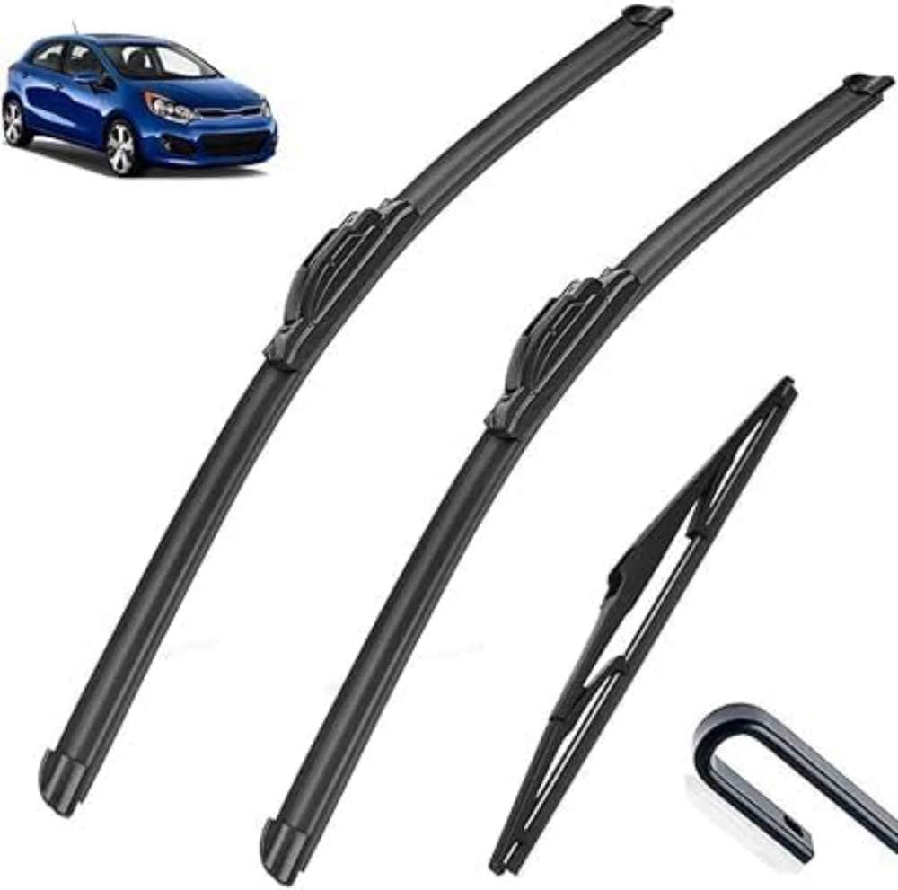 NYSLDSCO Premium Exact Fit Windscreen Wiper Blades for Kia Rio 3 UB Hatchback 2011-2017 Durable Natural Rubber Easy Fit for a Quiet and Streak Free Wipe