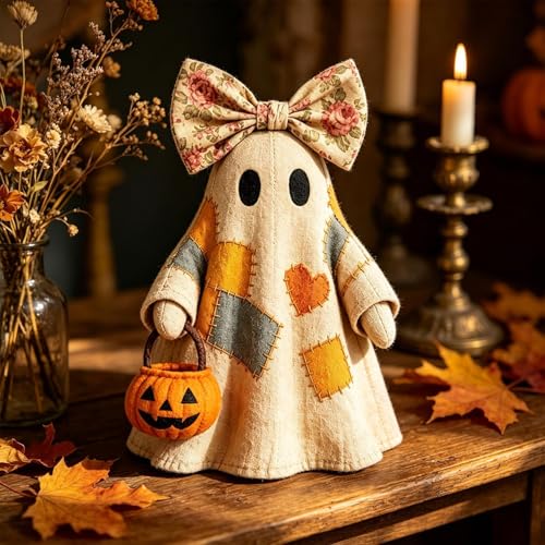 Luces decorativas de Halloween y figura fantasma vintage para estante o chimenea 3