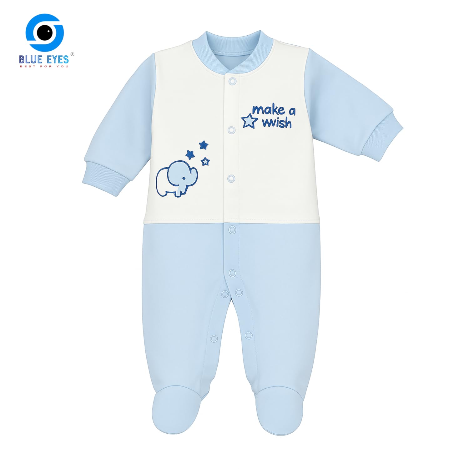 Blue Eyes Baby Geschenk Set Junge – 8-teiliges Neugeborenen Geschenkset aus 100% Baumwolle, Erstausstattung zur Geburt 0–4 Monate (Stern Blau)