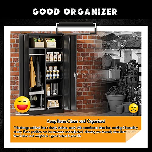 Greenvelly Metal Storage Cabinet, Locking Steel Storage Wardrobe Cabinet, Employees Locker Closet Tool Cabinet With Hanging Rod&4 Locker Shelf For Garage Mounted Storage System, Gym, Home Office #TOP2