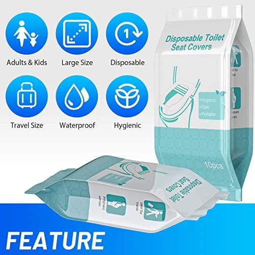 50 Pack Toilet Seat Covers Disposable - Waterproof 16x24 Inch Extra Large Individually Wrapped Toilet Seat Shields Travel Accessories for Adults Kids — view 2