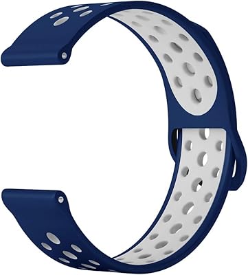 Compatible Replacement for Samsung Galaxy Watch 4 40mm/44mm, Galaxy Watch 4 Classic 42mm/46mm, Galaxy Watch 3 41mm, Galaxy Watch Active 2 40mm/44mm Silicone Breathable Band, Medium (Navy/White)