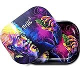 Small Metal Trays with PVC Soft Magnetic Lid Metal Tray with Lid Cover Cute Decorative Tray Ideal Storage for Home or on The Go, 7' x 5.5'