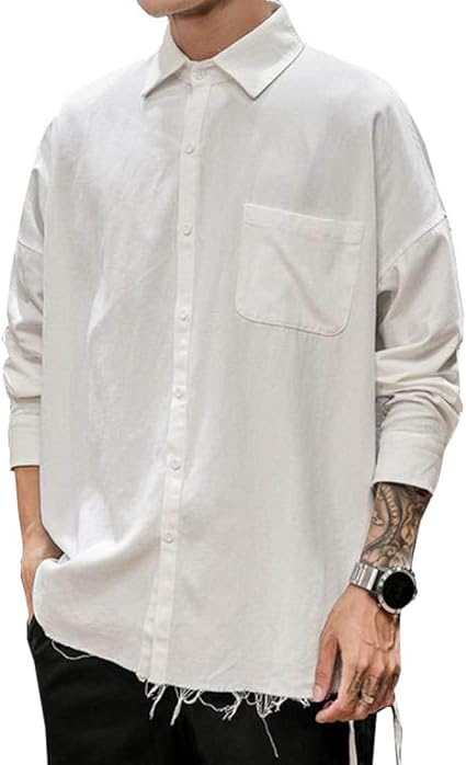 Amazon.co.jp: [YYQ-SHOP]シャツ メンズ ゆったり 長袖 シャツ 切りっ