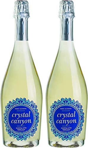 Crystal Canyon Sparkling Non Alcoholic Champagne Wine, 25.4oz (2 Pack), Zero Alcohol, Made From White Grapes,, No Added Sugar, Kosher