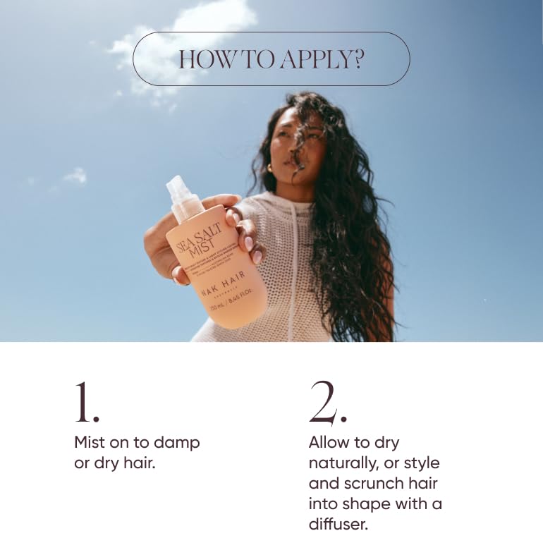 NAK Signature Sea Salt Hair Spray 250ml - Texturizing, Styling Hair Mist for Beach Waves & Volume with Natural Vegan Complex