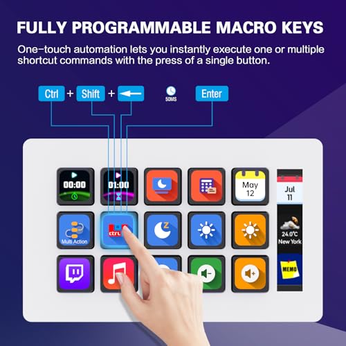 Basicolor Macro Pad,Stream Controller Deck with 15 Customizable Macro Keys Compatible with OBS/PowerPoint/Excel/YouTube/Word/Photoshop/Adobe Premiere Pro Windows 10/Mac14.0 (293SV3) White - Image 5