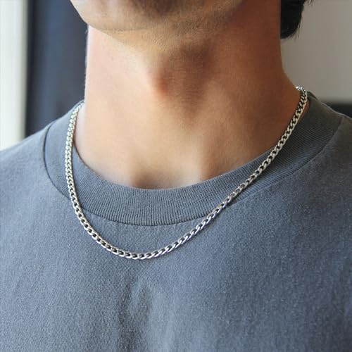 HZMAN Cuban Chain for Men 3.5mm/5mm/7mm/9mm Stainless Steel Men's Gold Chain Silver Chain Diamond Cut Hip Hop Link Chains Necklace 16-30 Inch3