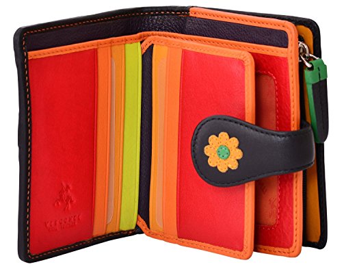 Visconti Sunshine DS-80 Womens Floral Multi Colored Bifold Wallet - Black Multi4