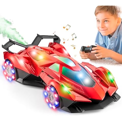 SASBSC Lambo Remote Control Car for Boys 4-7 8-12 Drift Rc Cars with 360° Rotation, Spray, Music & Lights 1:12 Rechargeable Rc Car Toys 10-12km/h Sport Race Toy Cars Gifts for Kids (Red) Cover