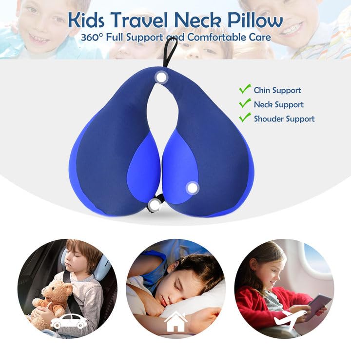 Image of MOOB Kids Travel Pillow, Kids Head Neck & Chin Support U Shape Pillows, Travel Sleeping Essentials, Perfect for Car Airplane
