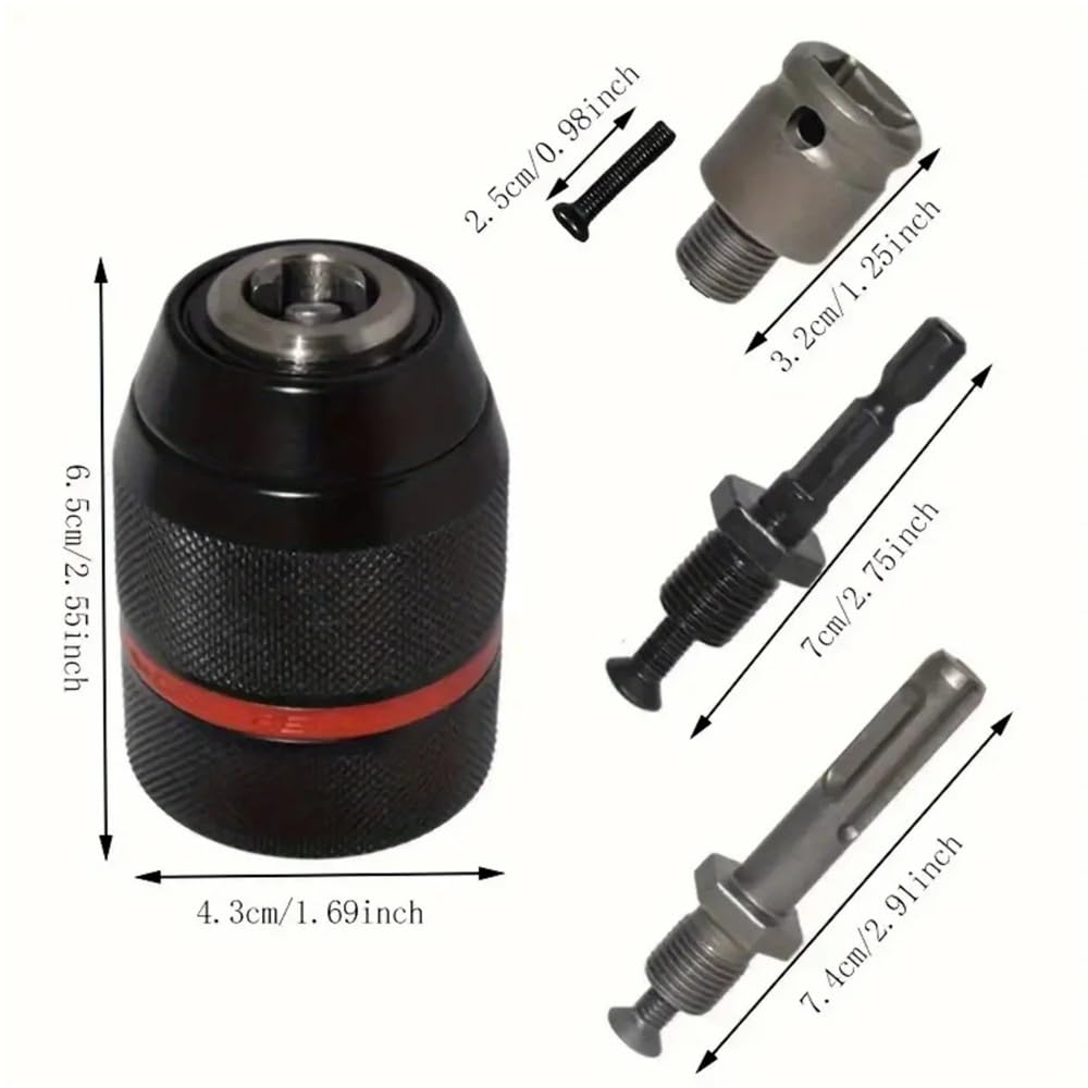 Adaptador de Agarre rápido de vástago Hexagonal/SDS/Cuadrado, Mandril roscado de 2-13 mm, Mandril sin Llave de 1/2 Pulgada - 2UNF de 1/2 Pulgada