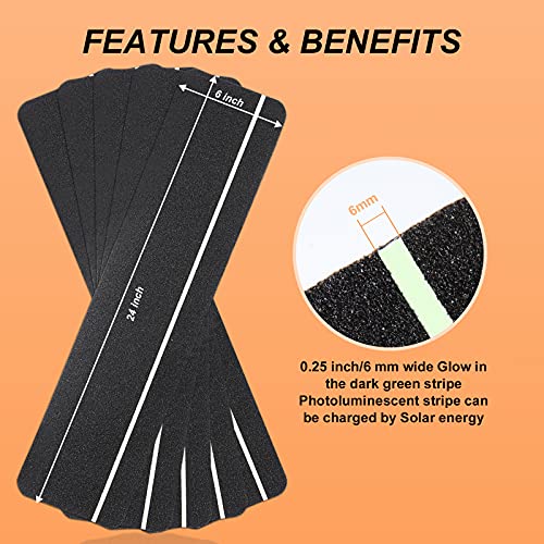 Image of Qingluan Anti Slip Tape, Waterproof Self Adhesive Glow Green Black 12-Pack 6 inchx24 inch Grip Tape