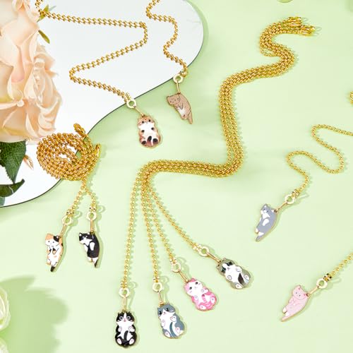 Image of DICOSMETIC 10Pcs Light Pull Chain 13.7 Inch Enamel Cat Charm Ceiling Fan Pull Chain Extender Adjustable Decorative Extension Connector Hanging Ornaments for Fan Wall Lighting Lamp Home Decor