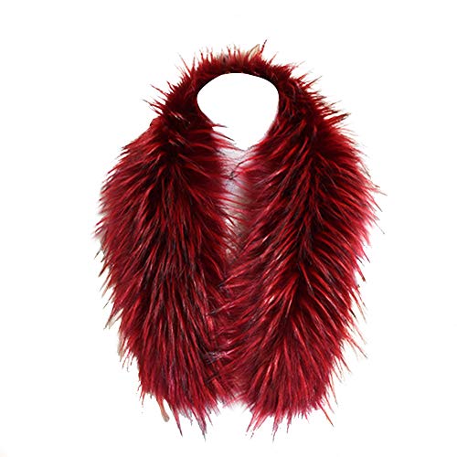 Ihreesy Collar de Piel Sintética para Mujer, 60 cm, Cuello Desmontable y Bufanda Con Botones para Abrigo de Invierno Con Capucha