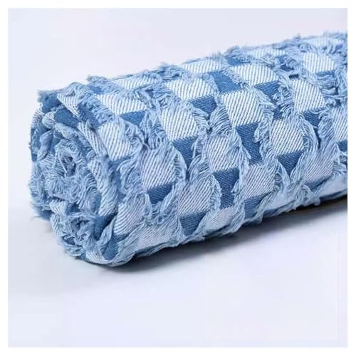 Tissu denim jacquard bleu 1.6x2m pour personnaliser vos vestes et décoration