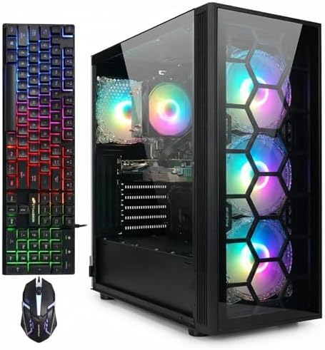 STGAubron Gaming PC Desktop,R7 5700X,RTX 3050 6G,16G DDR4,1T SSD