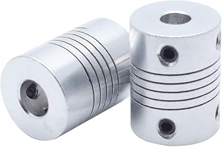 BTMB 2pcs Flexible Couplings 6.35mm to 8mm Aluminum Stepper Motor Shaft Coupler for 3D Printer CNC Machine DIY(19x25mm)