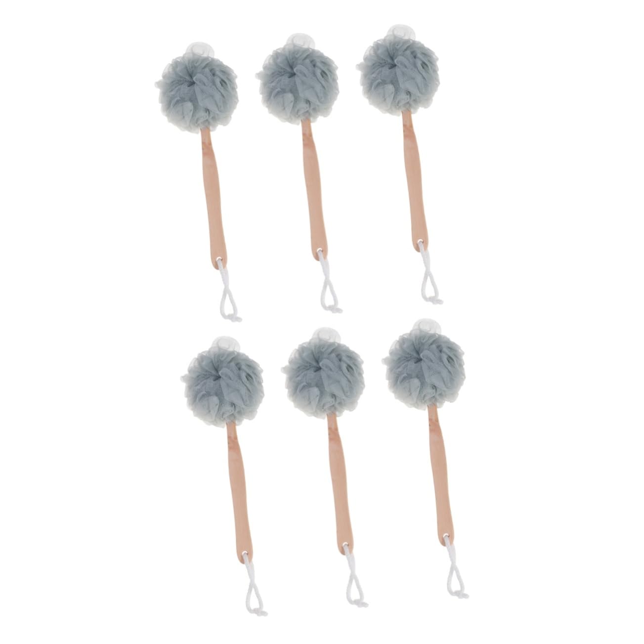 FRCOLOR 6pezzi Handle Wooden Bath Back Scrubber Brush for Easy Exfoliation and Massage Grey for Family Use