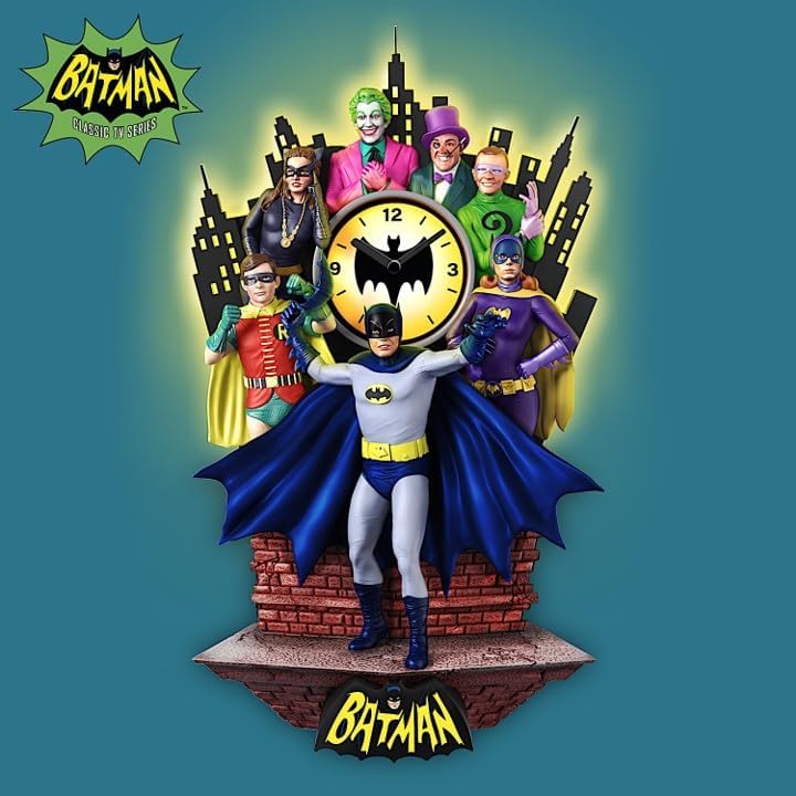 The Bradford Exchange Batman Wall Clock Featuring Sculpted Heroes and Villains Including Batman, Robin, The Joker and More (Multicolor)