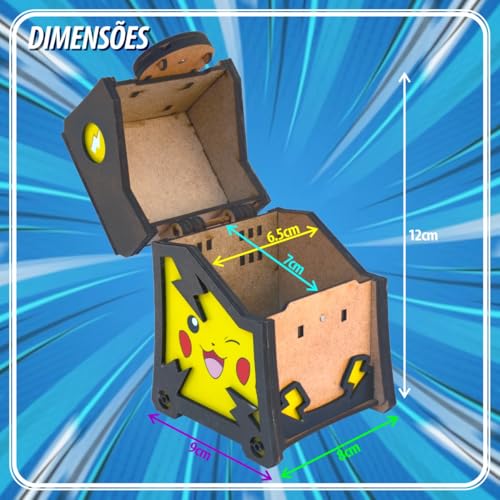Porta Cartas TCG Card Game em Madeira - Monstrinhos Elétricos
