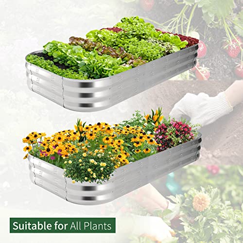 Potey RB-001-LARGE Raised Garden Bed 2Pcs, Galvanized Boxes Outdoor For Vegetables Flowers Herb, Rectangular Planter Beds Kit thumb #1