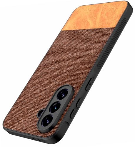 Image of Kapa Soft Fabric & Leather Hybrid Protective Back Cover for Samsung Galaxy A57 5G | Shockproof Slim Hard Anti Slip Back Case (Brown)