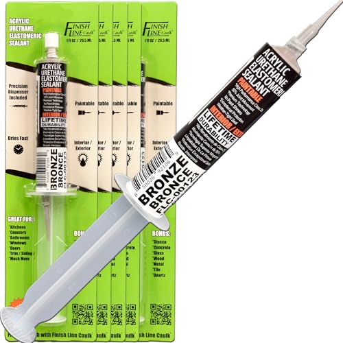 Image of Finish Line Caulk 30mL Pre-Filled Precision Caulk Applicator Bronze 5-Pack | Clean, Controlled Application with Less Mess and Rework