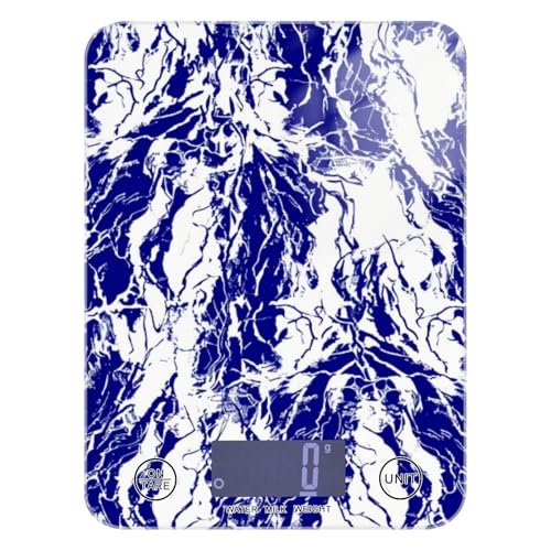 Bilancia da cucina con motivo in marmo blu e bianco con display LCD, piccole bilance da cucina da 5 kg/5 g, con 4 unità per la produzione di sapone espresso arrosto pesa digitale para