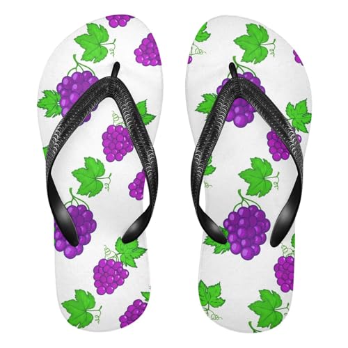 Grape Leaf White Flip Flops for Beach Thong Sandals Anti-slip Lightweight Beach Shoes for Indoor Outdoor House