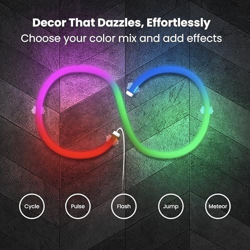 Image of Feit Electric 360 Chasing Neon Flex Rope Light, 5ft LED Tube Light, Dimmable, Dynamic Color Patterns, Remote Controlled, Flexible Design, Easy Installation, Indoor Decor, NF5 /RGB /360