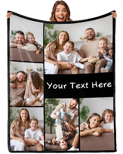 KopKappy Custom Picture Blanket with Text Personalized Throw Blanket with