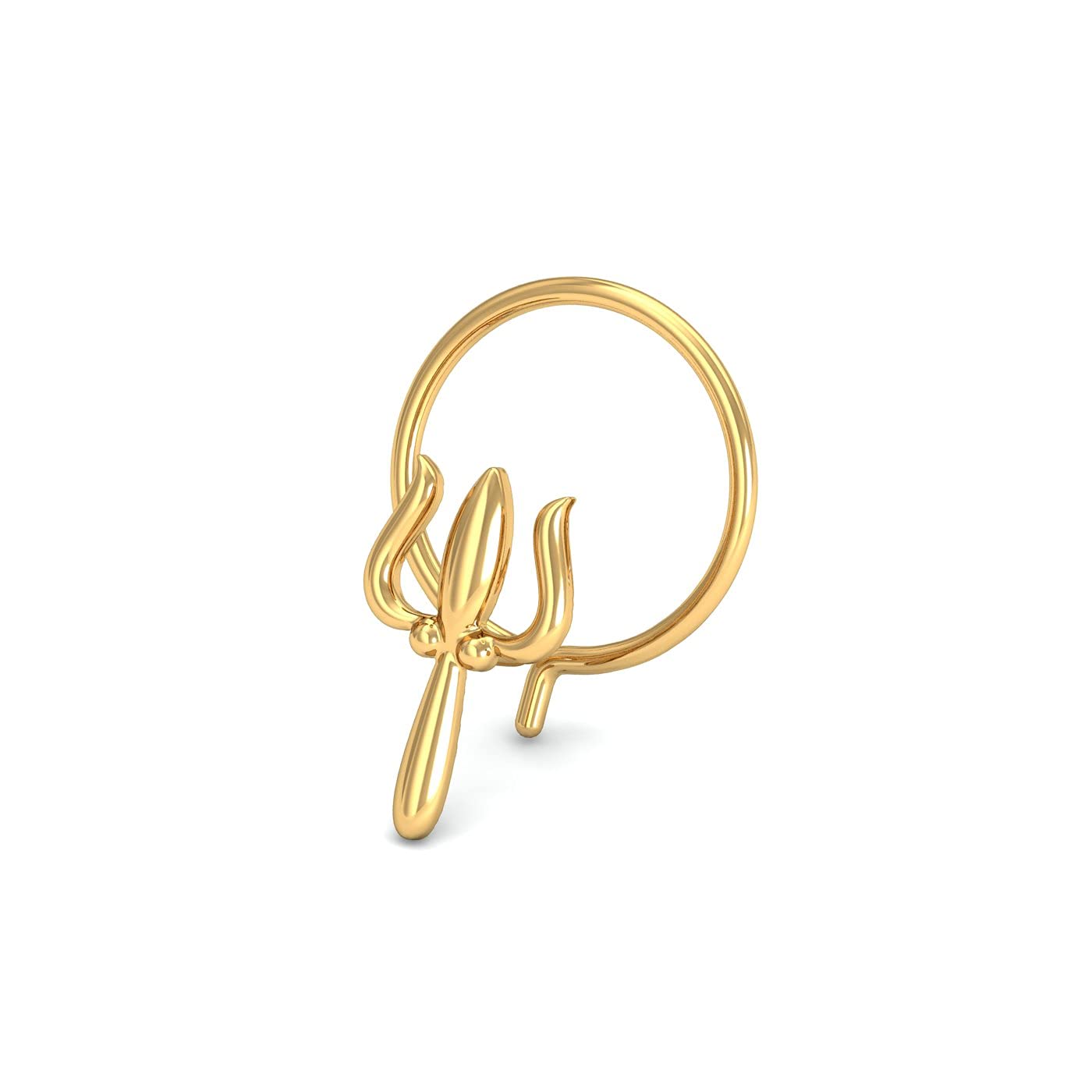 KuberBox 18K Yellow Gold Trident Nose Pin for Women (Piercing Required) (B09HS98WVT) Amazon Price History, Amazon Price Tracker