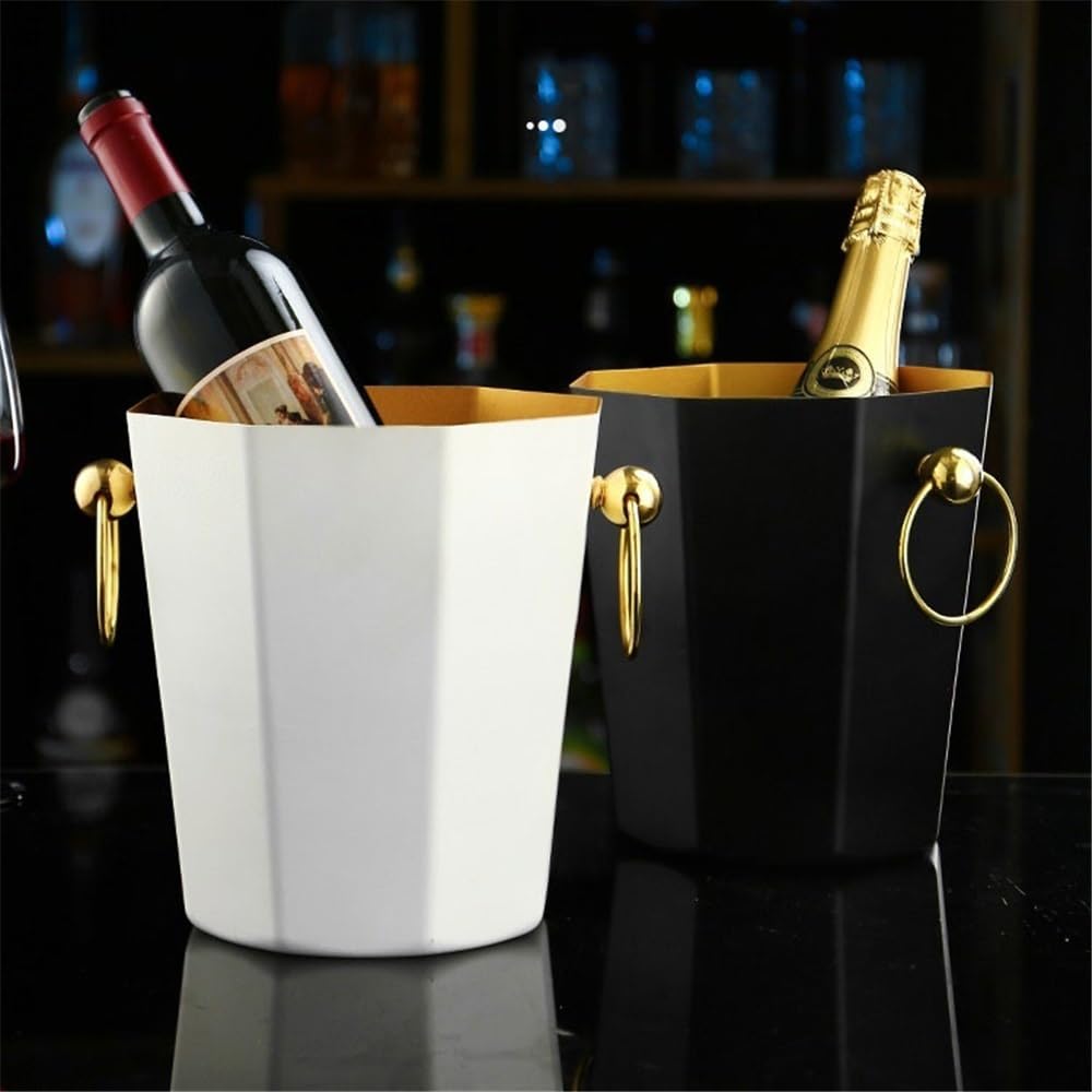 Cubiteras Inicio Vino Cubo de champán Cubo de Hielo de Acero Inoxidable Barra Comercial Cerveza Hielo Mantener frío Cubo Cubo de Hielo(Negro)