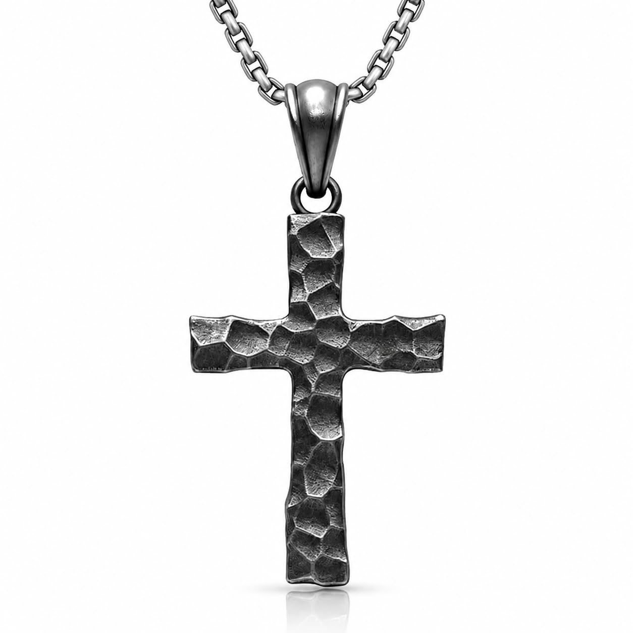 925 Sterling Silver Cross Necklace for Men - Oxidized/14K Gold/Silver Plated Hammered Cross Pendant Vintage Birthday Jewelry Gifts for Men Husband Boyfriend