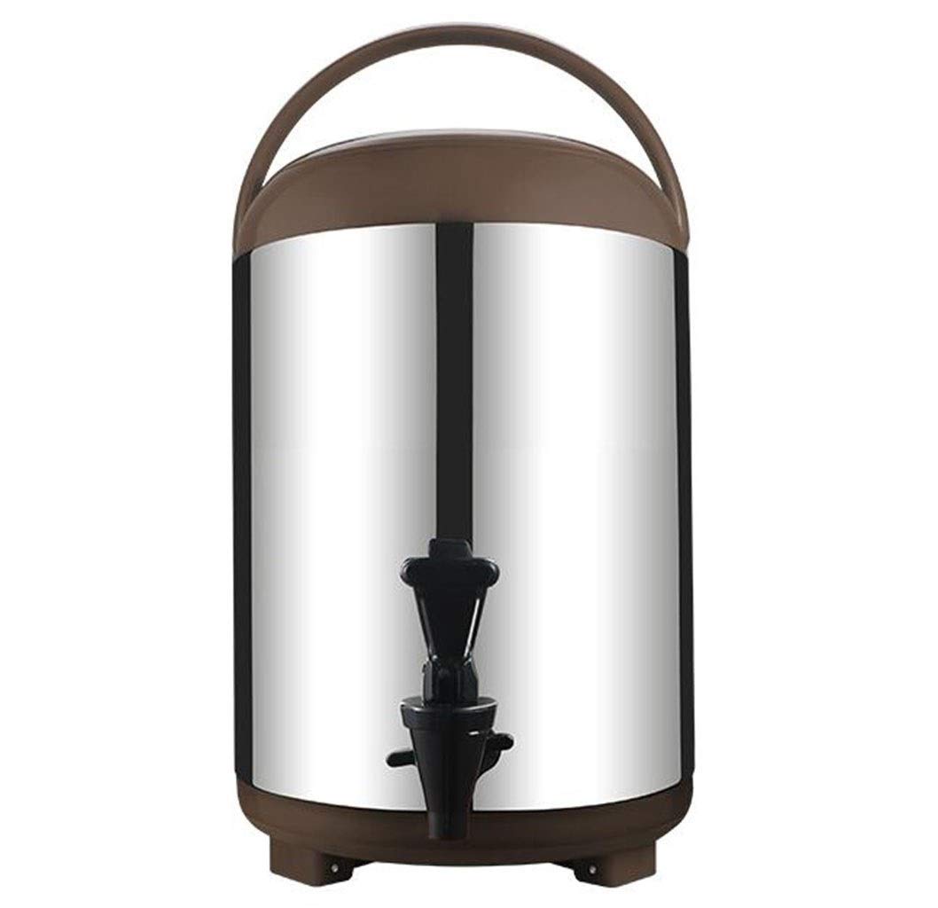 Stainless Steel Insulated Barrel Large Capacity hot and Cold Tea Bucket Commercial Double hot Water Bucket (Color : Brown, Size : 8L)