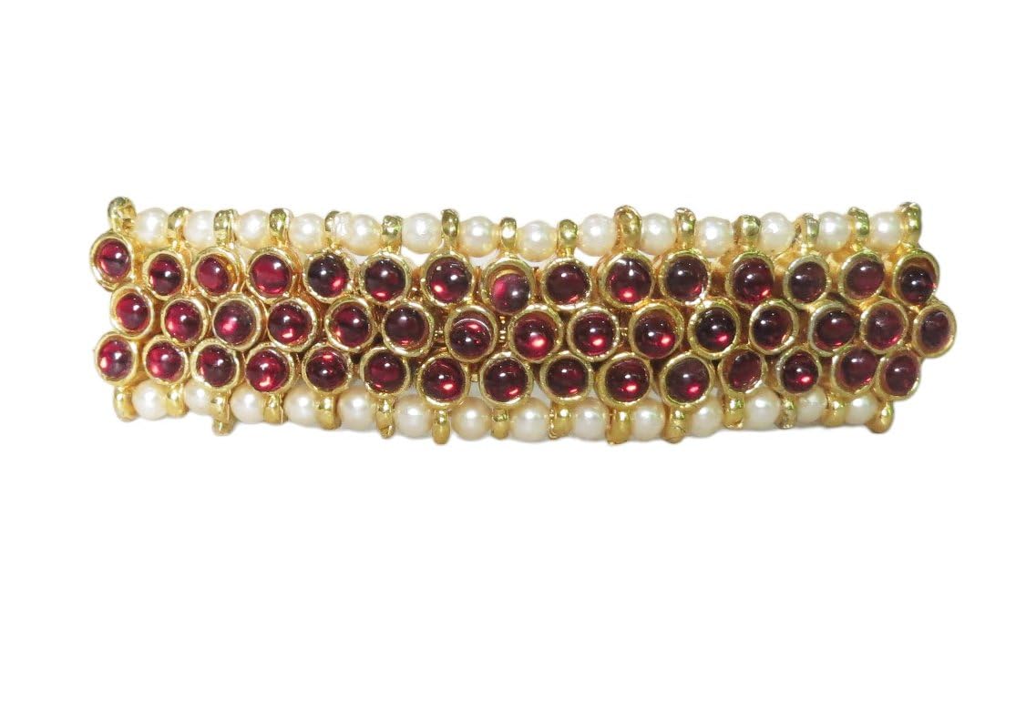 Temple and Kemp Stone Ethnic Hair Clip, Gold Tone Traditional Style-image-36