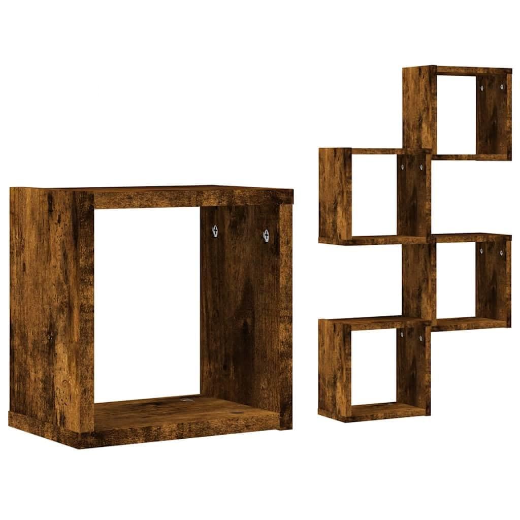 vidaXL Wall Shelves Wall-Mounted 4 pcs Smoked Oak 26 x 15 x 26 cm — image 1