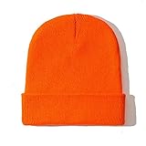 NPJY Unisex Beanie for Men and Women Knit Hat Winter Beanies Orange