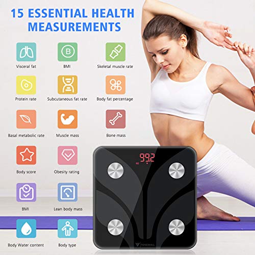 Digital Body Weight Scale, Tenswall Bathroom Scales with Step-On Technology Body Composition Monitor Health Analyzer for Body Weight, Fat, Water, BMI, BMR, Muscle Mass - Thumbnail 2