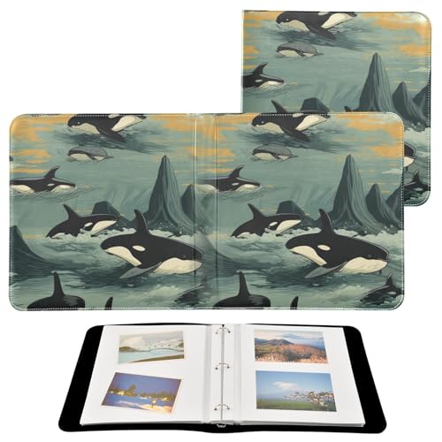 Álbum de fotos Kigai Orca Whales para fotos 4x6, álbum grande para scrapbooking con cubierta de cuero sintético para fotos familiares, bodas, aniversarios, bebés y vacaciones miniatura 2