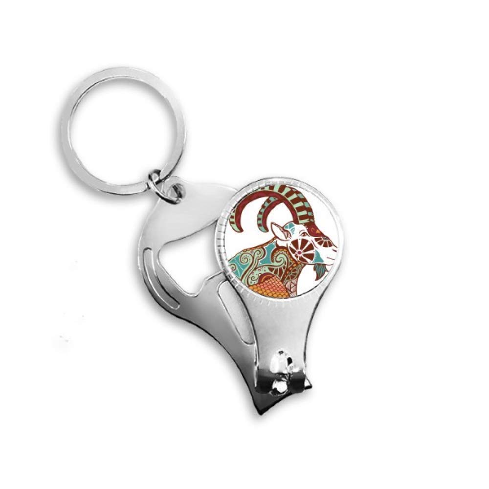 Porte-clés Capricorne avec symbole constellation du zodiaque en métal argenté