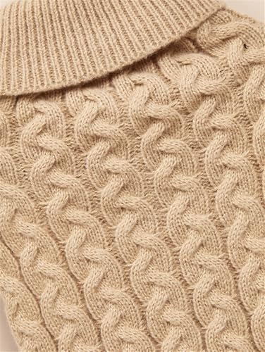 FANSU Pullover für kleine Hunde, weicher Rollkragen, dick, gestrickt, für Welpen, einfarbig, für kleine, mittelgroße und große Hunde und Katzen, warmes Haustier-Weihnachts-Winter-Outfit (XS, Khaki)