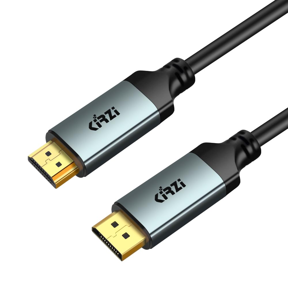 Câble DisplayPort 4K vers HDMI, DP unidirectionnel (Source) vers HDMI (Display) 1.4, 4K @ 30 Hz, 2K @ 60 Hz, 1080p Full HD, pour moniteur Dell, projecteur (gris) (15,2 m)