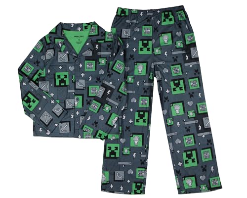 Minecraft Digital Creeper Boy's 2-Piece Pajamas (US, Numeric, 12, Regular, Grey)2