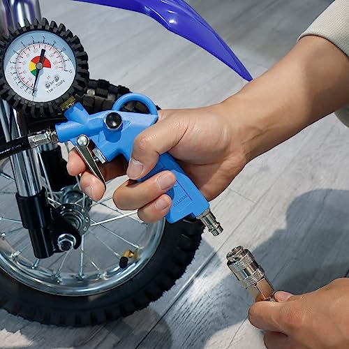 CCLIFE Reifendruckprüfer & Reifenfüller mit Ventil-Kern-Werkzeug, Schlauchlänge 300 mm,12 Bar (170 PSI) – Reifendruckmesser für Auto, Fahrrad, Lkw, Motorrad