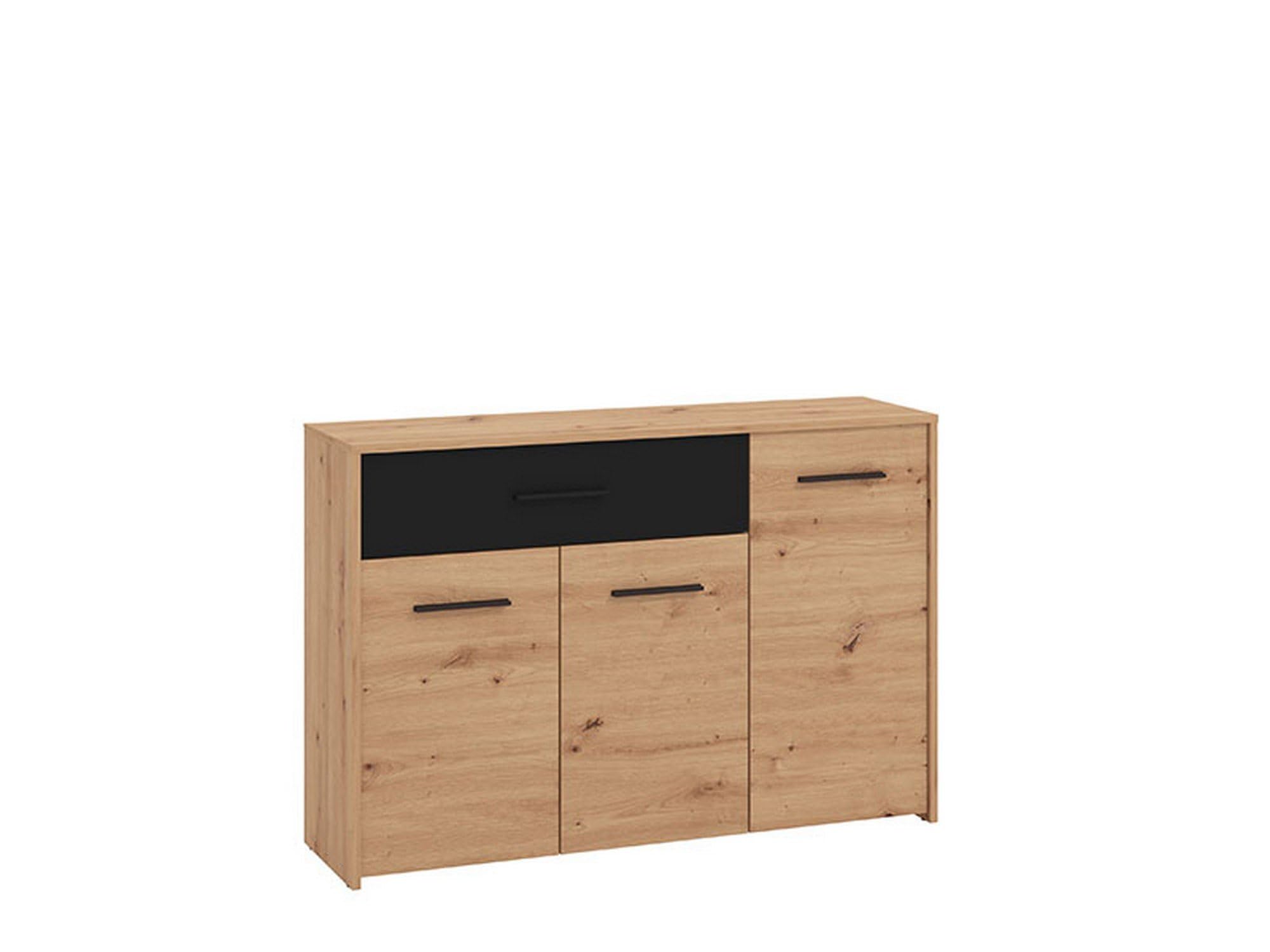 Dmora Credenza Funachi 119x33x81h cm Marrone Rovere Nodi 2 Ripiani un Cassetto, Madia 3 Ante