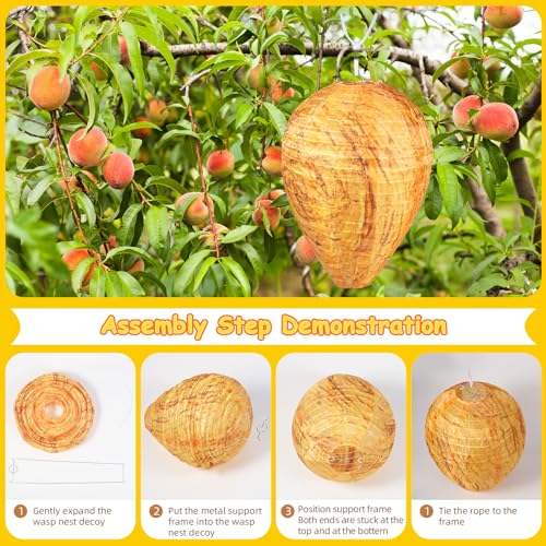 8 Pack Wasp Nest Decoy Outdoor Waterproof Hanging Wasp Decoy Nest Fake Wasp Nests for Wasps Hornets Yellow Jackets Home Garden Yard Outdoors (Orange)
