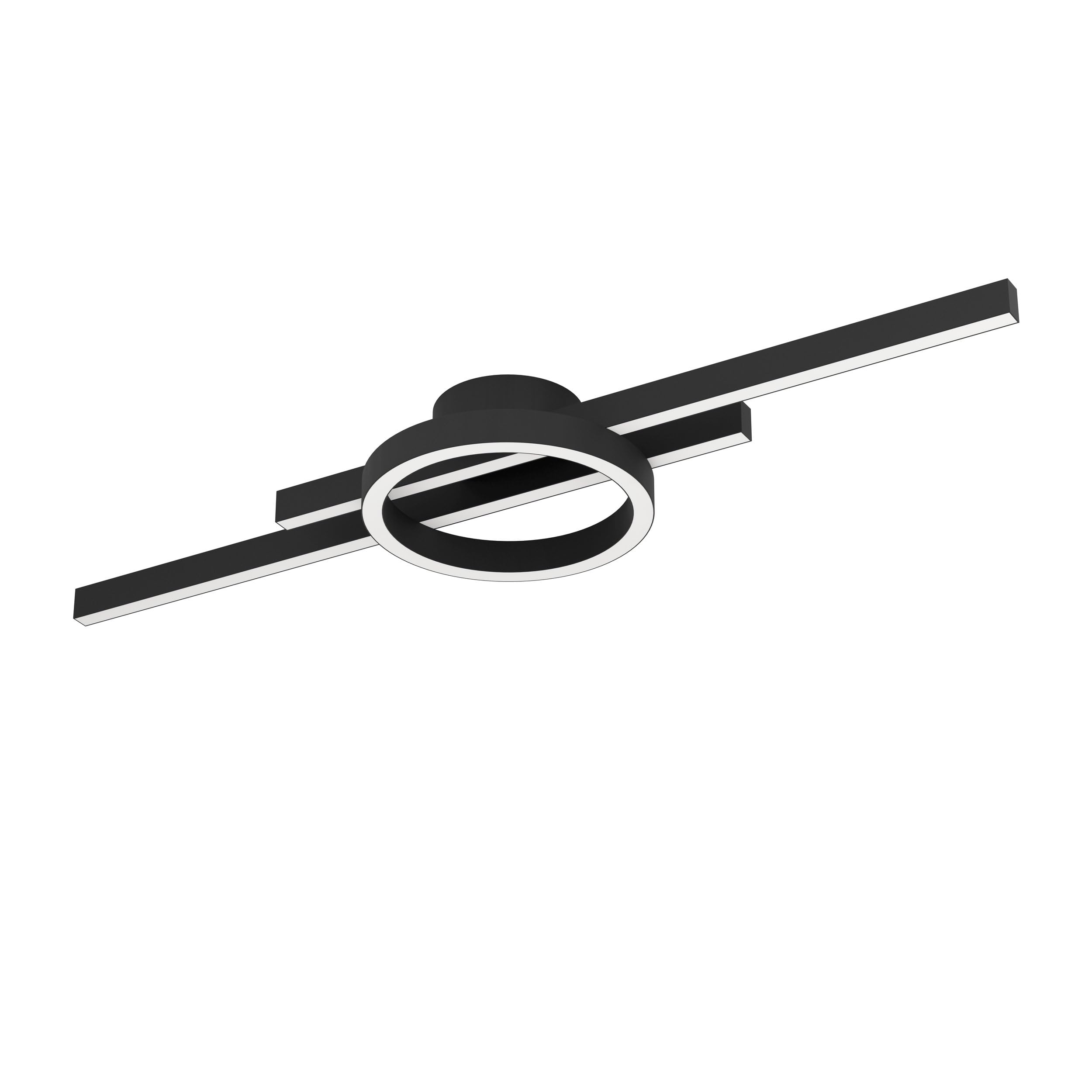 Eglo Led Ceiling Light Fixture Amandolo, Dimmable Ceiling Lamp With Remote Control, Geometric Living Room And Bedroom Lighting Made Of Black Metal,